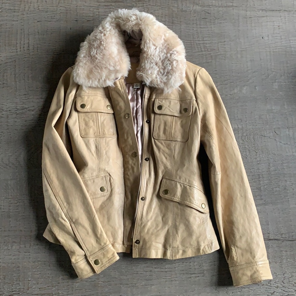 Banana Republic lined leather fitted jacket